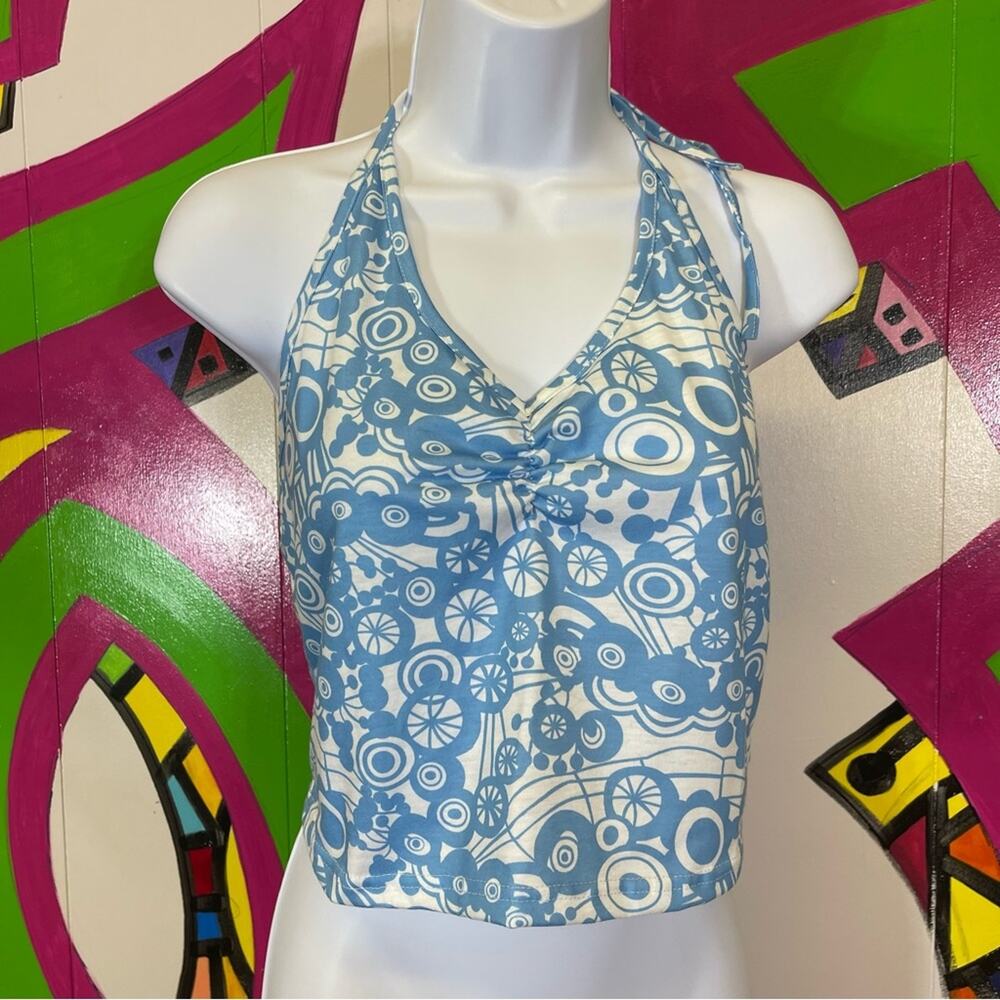 Halter Tank Top. Cool Blue Pattern, Size XL. In excellent condition!